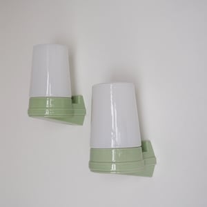 Pair of green colored bathroom lights manufactured by Ifö, Swedish vintage design 1960s