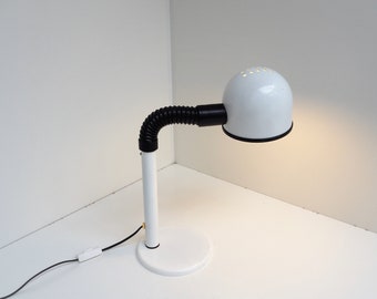 Postmodern white and black desk lamp made by Alda, Swedish vintage design from the 1980s