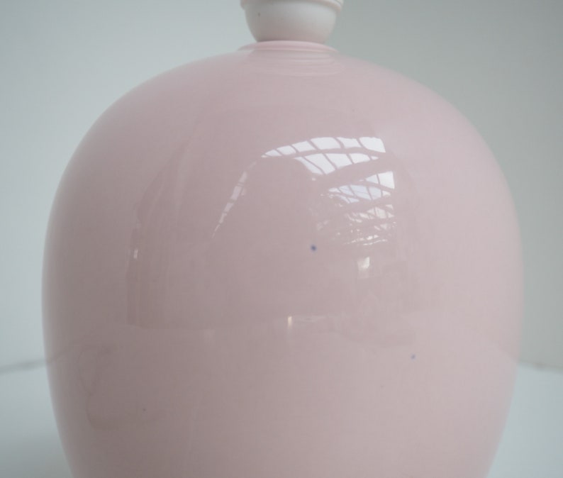 Pink ceramic table lamp with Caprani floral shade Danish lighting design from the 1990s image 10