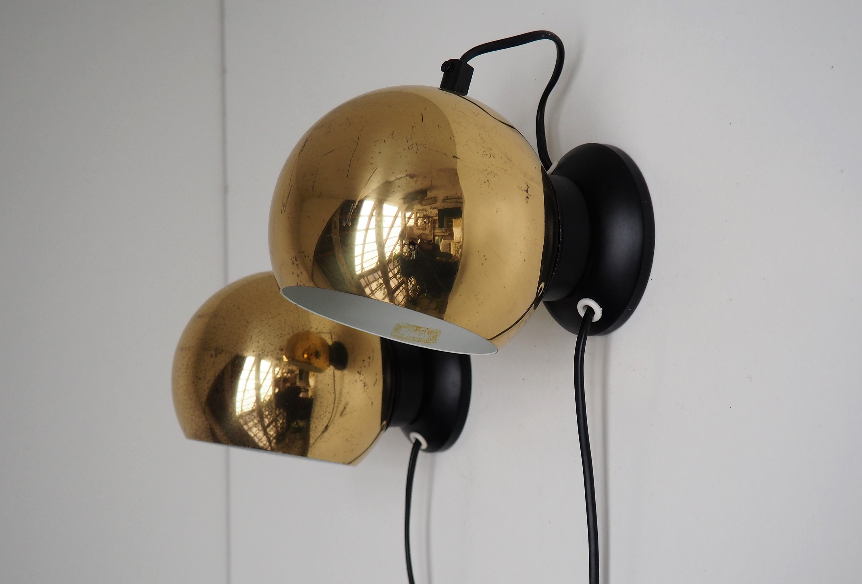 Pair of Gold Colored Sconces With Black Magnetic Base From Danish  Manufacturer E. S. Horn, 1980s - Etsy, image size:3000x2032