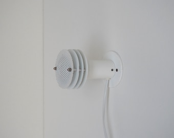 White minimalist wall lamp made by ABO Randers, Danish vintage design from the 1970s - 1980s