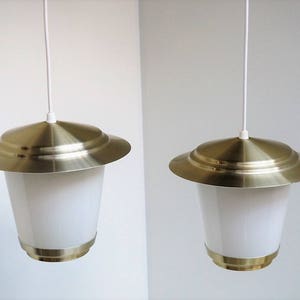 Beautiful pair of brass lantern pendants - Scandinavian vintage design from the 1960s