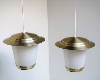 Bellissimo paio di lanterne a sospensione in ottone - design vintage scandinavo degli anni '60
