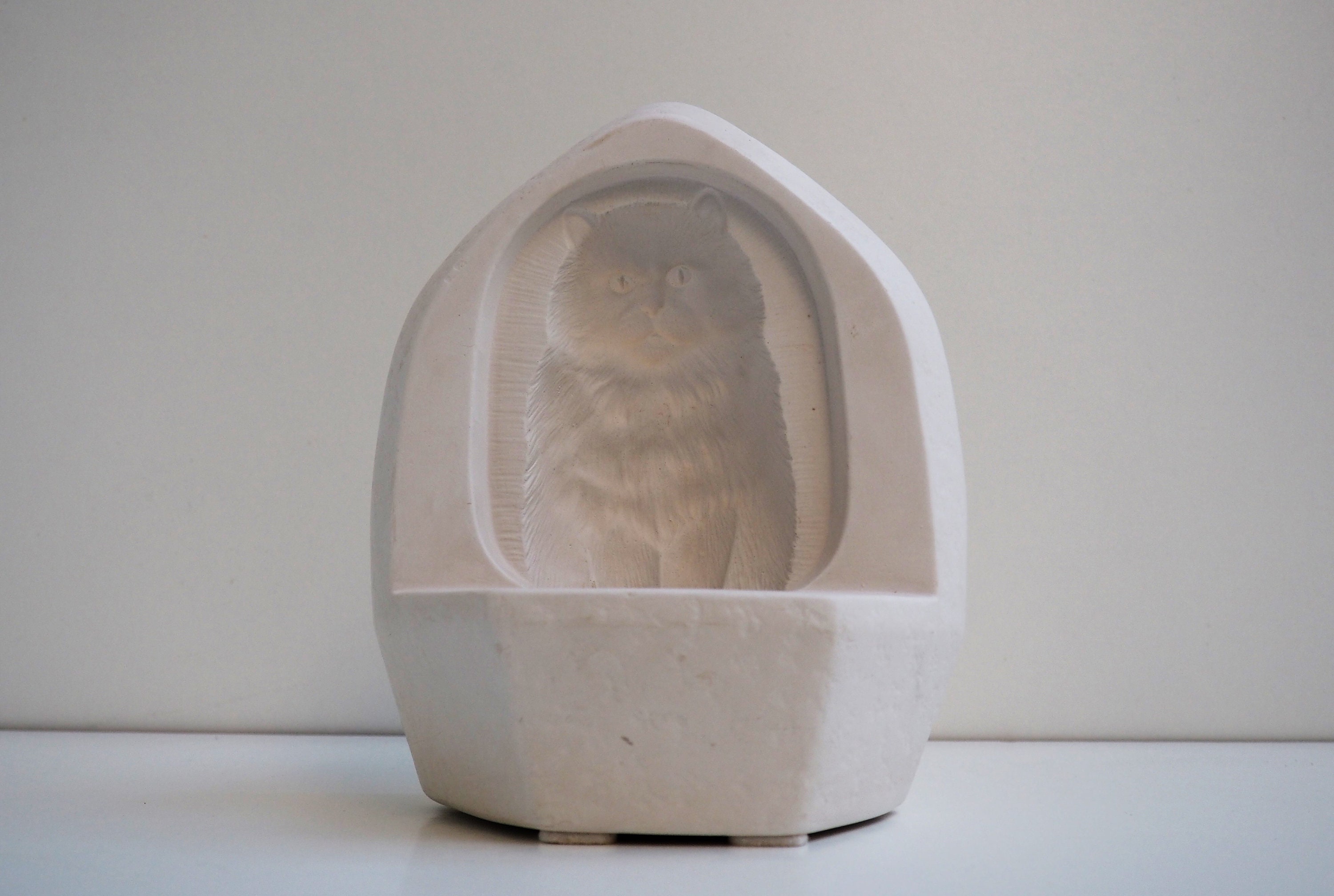 3D効果の猫モチーフの目を引くテーブルランプ - 1970年代から1980年代 