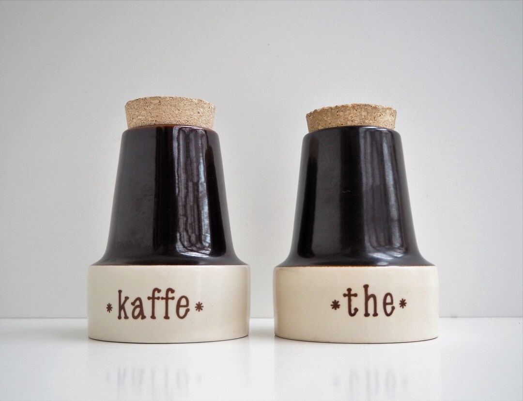 Set of 2 Ceramic Jars With Cork Lid From Søholm Series Rikke Designed