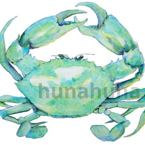 Blue Crab watercolor clip art, painting, wall art, sea ocean theme, printable, digital, instant download, clipart