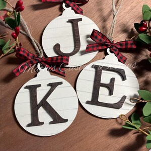 Wooden ship lap monogrammed ornament