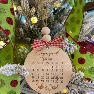 custom engagement wedding Wooden or acrylic Ornament