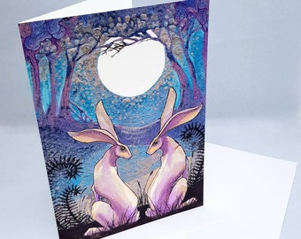 Wedding Hare greetings card, blank inside, ideal for wedding, anniversary, civil partnership
