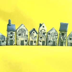 Miniature house, tiny town, mini home sculpture, individual or set of three