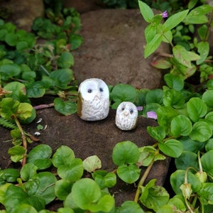 Handmade miniature owls, with gold leaf