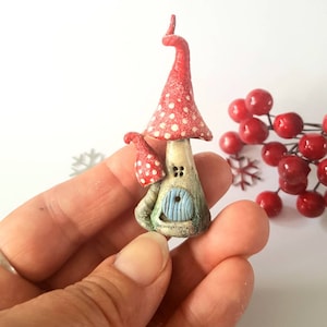 woodland fairy house, handmade pixie mushroom, add matching card
