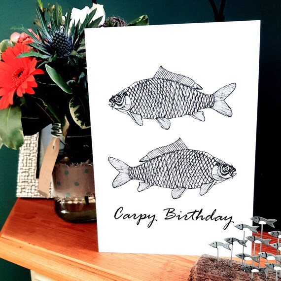 Carpy Anniversaire Carte De Vœux Peche A La Carpe Carte De Etsy France
