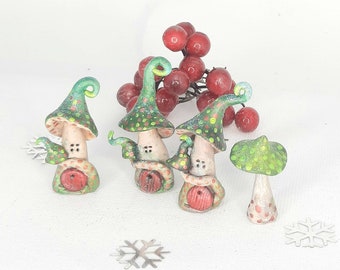 Miniature fairy houses, individual or fairy garden set, handmade, unique art