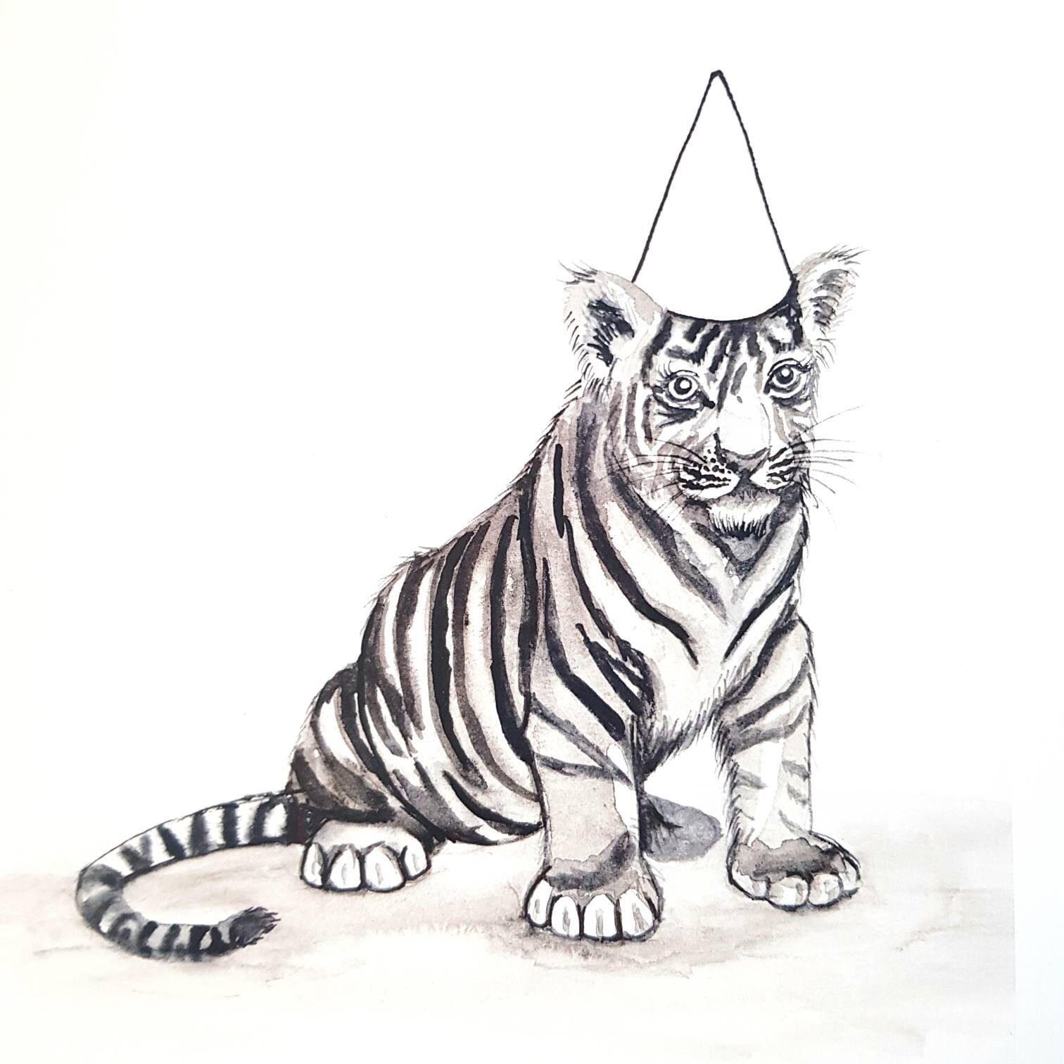 Personalised jungle theme nursery art tiger print new baby Etsy