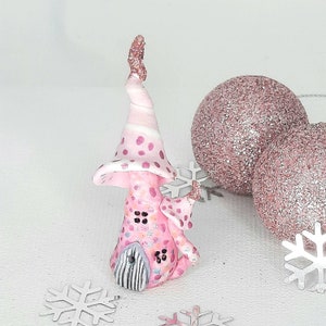 Pink fairy house, handmade pixie toadstool