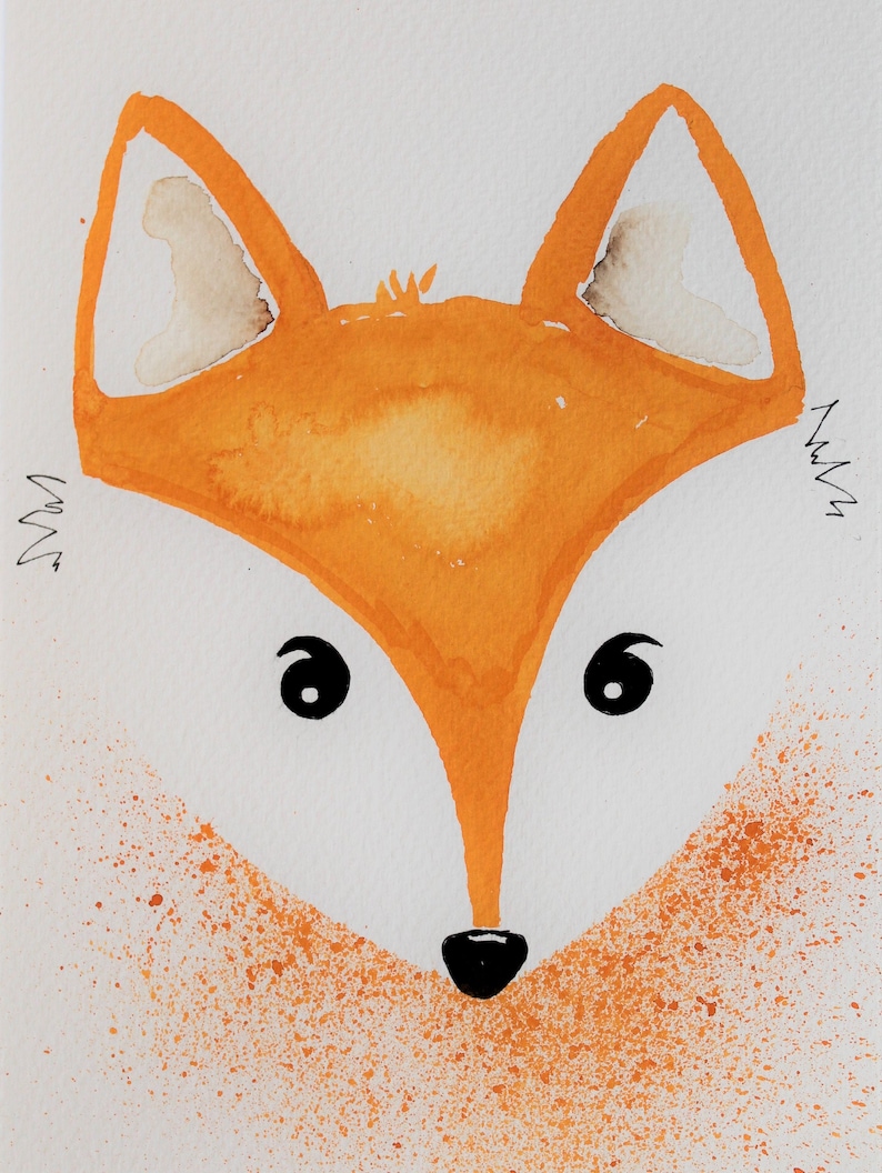 Fox Fox Illustration Fox Watercolors Nursery Art Fox Art Etsy