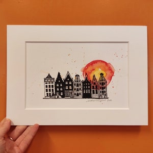 Amsterdam Sunset Paint by Number Kit With FRAME Color by Numbers Kit.  Modern Paint by Number. Paint by Numbers for Adults 