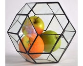 Rombotriakontahedron 3 sizes Modern Wedding table Decor Geometric Glass Terrarium Stained Glass Terrarium Handmade Glass Terrarium