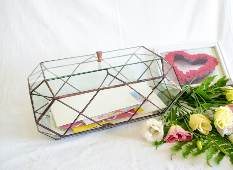 Glass Wedding Card Box SQUARES With Lid. Geometric Glass Etsy