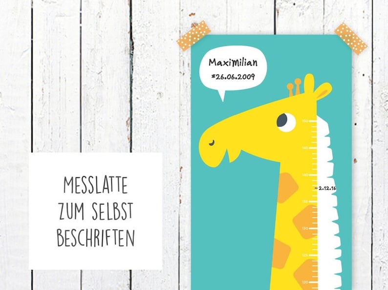 Julica Kinder Messlatte Giraffe zum Beschriften in Mint Bild 1