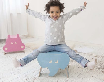 Kinderhocker mit Staufach - Elefant