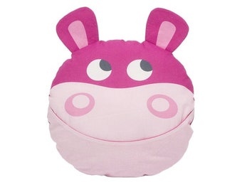 Julica Children's Pillow - Hippopotamus in Pink