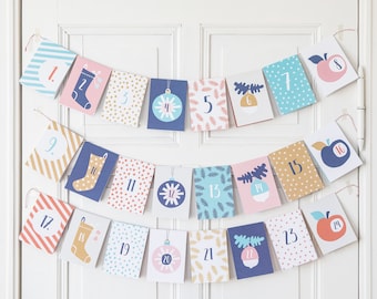 JulicaDesign Baby Adventskalender | 24 verrassingen voor ouders en baby + decoratief koord om | te hangen aanbevolen vanaf 8 maanden