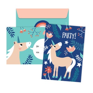 JulicaDesign Einladung Einhorn Geburtstag | 6 Karten mit Umschlag | Einhorn Party