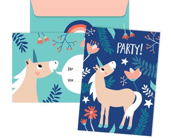 JulicaDesign Invitation Unicorn Birthday | 6 cards with envelope | Unicorn Party