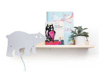 Julica nursery shelf with lamp polar bear