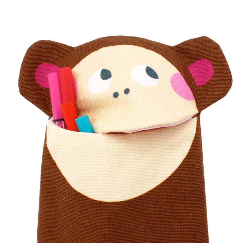 Pencil case monkey Alma in brown image 1