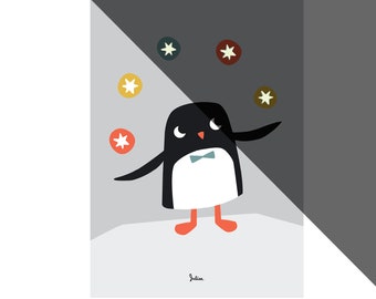 Kinderzimmer Poster nachtleuchtend von Julica / Motiv: Pinguin