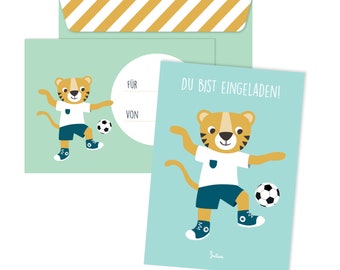 Julica Einladungskarten Kindergeburtstag - Fußball Tiger | 6er Set