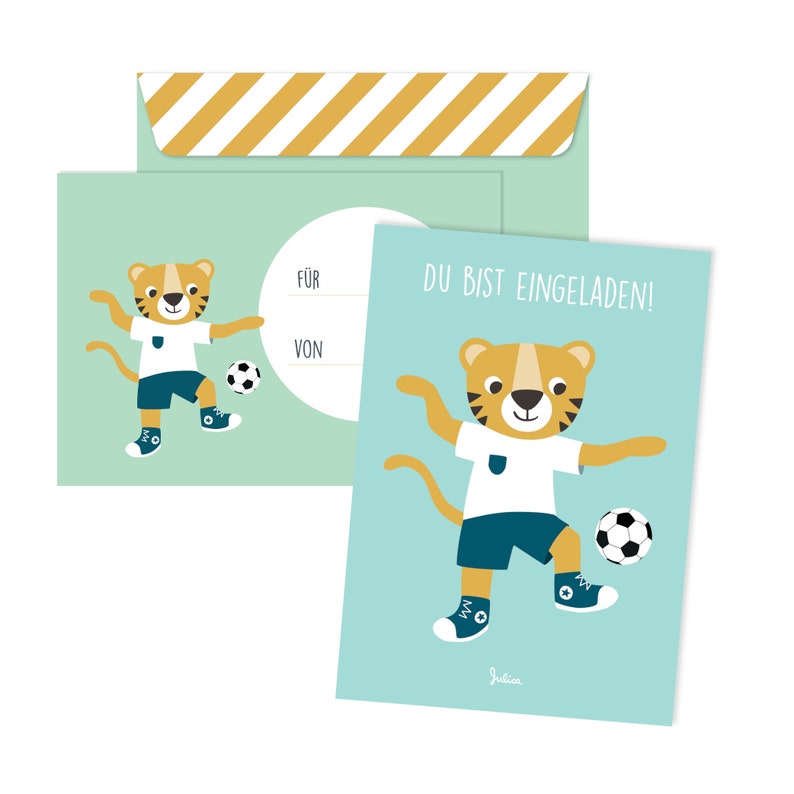 Julica Einladungskarten Kindergeburtstag Fußball Tiger 6er Set Bild 1