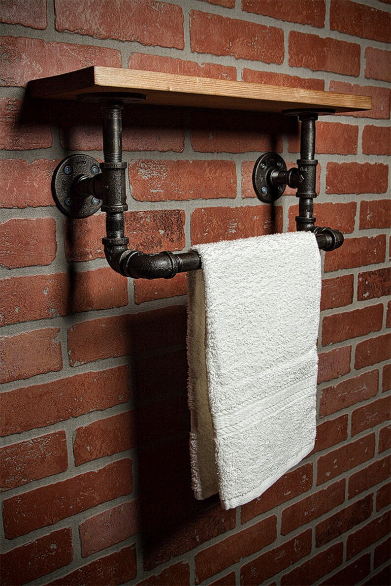 Industrial Bath Towel Rack Bathroom Shelf Home Decor Etsy
