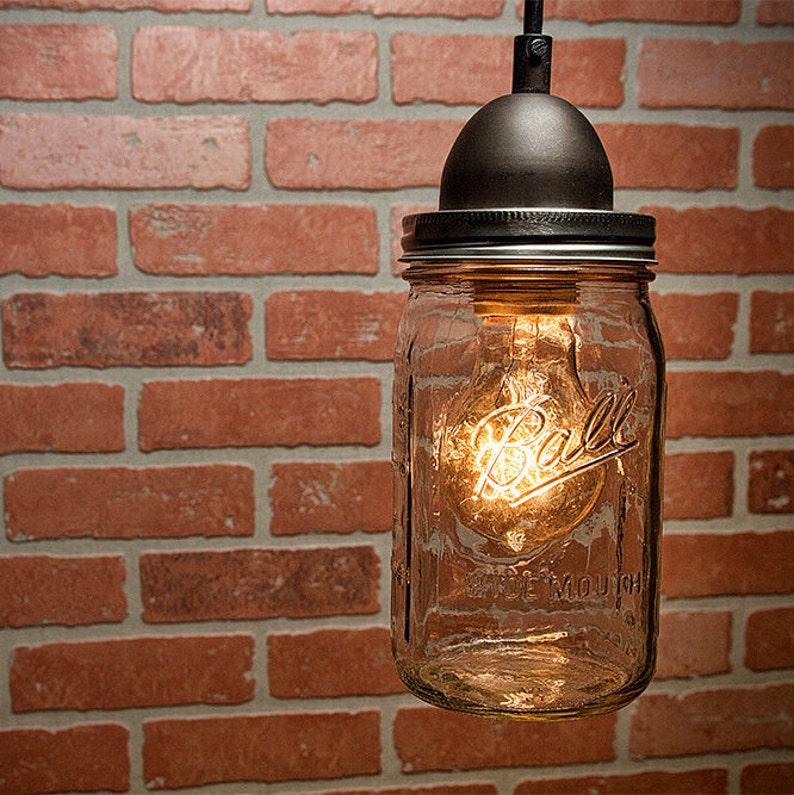Mason Jar Light Pendant Lighting Pendant Light Rustic Etsy
