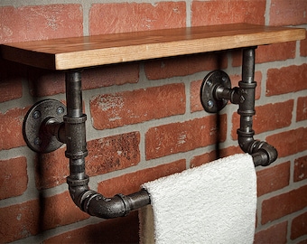 Farmhouse Bath Towel Rack - Bathroom Shelf - Home Decor - Industrial Shelf - Rustic Shelf - Industrial Decor - Towel Rack - FREE SHIPPING