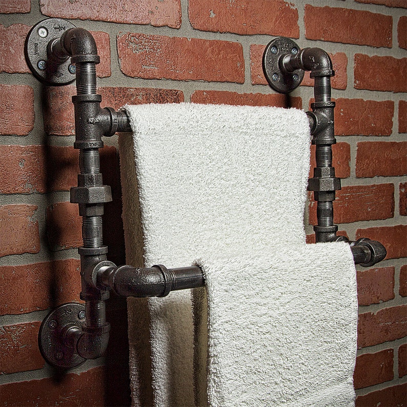 Industrial Bath Towel Rack Bathroom Shelf Home Decor Etsy