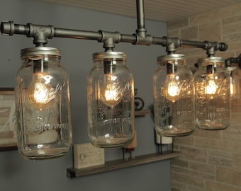 Mason Jar Lights - Industrial Light - Edison Bulb - Rustic Light - Vanity Light - Wall Light - Wall Sconce - Steampunk Light - FREE SHIPPING