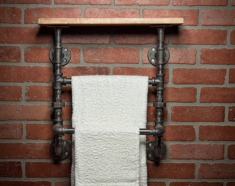 Farmhouse Bath Towel Rack - Bathroom Shelf - Home Decor - Industrial Shelf - Rustic Shelf - Industrial Decor - Towel Rack - FREE SHIPPING