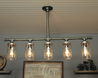 Mason Jar Light Fixture - Industrial Light - Rustic Light - Vanity Light - Wall Light - Wall Sconce - Steampunk Light - FREE SHIPPING