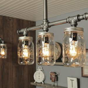 Mason Jar lichtpunt - industrieel licht - licht - rustiek licht - ijdelheidslicht - plafondlamp - kroonluchter - steampunklicht - GRATIS VERZENDING