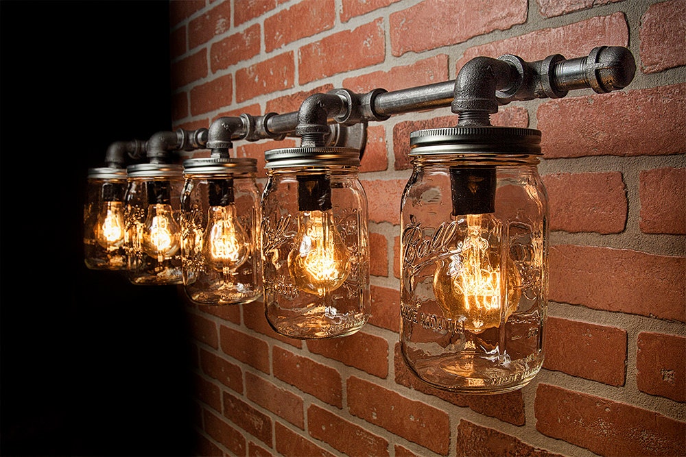 Mason Jar Light Fixture Industrial Light Rustic Light - Etsy