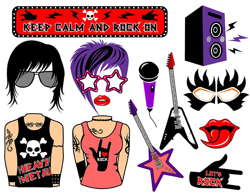 Rockstar Digital Photo Booth Party Props Instant Download Etsy