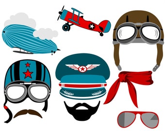 Aviator digital photo booth party props instant download