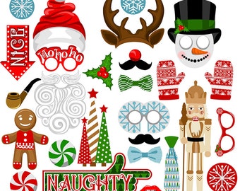 Christmas digital photo booth party props instan download