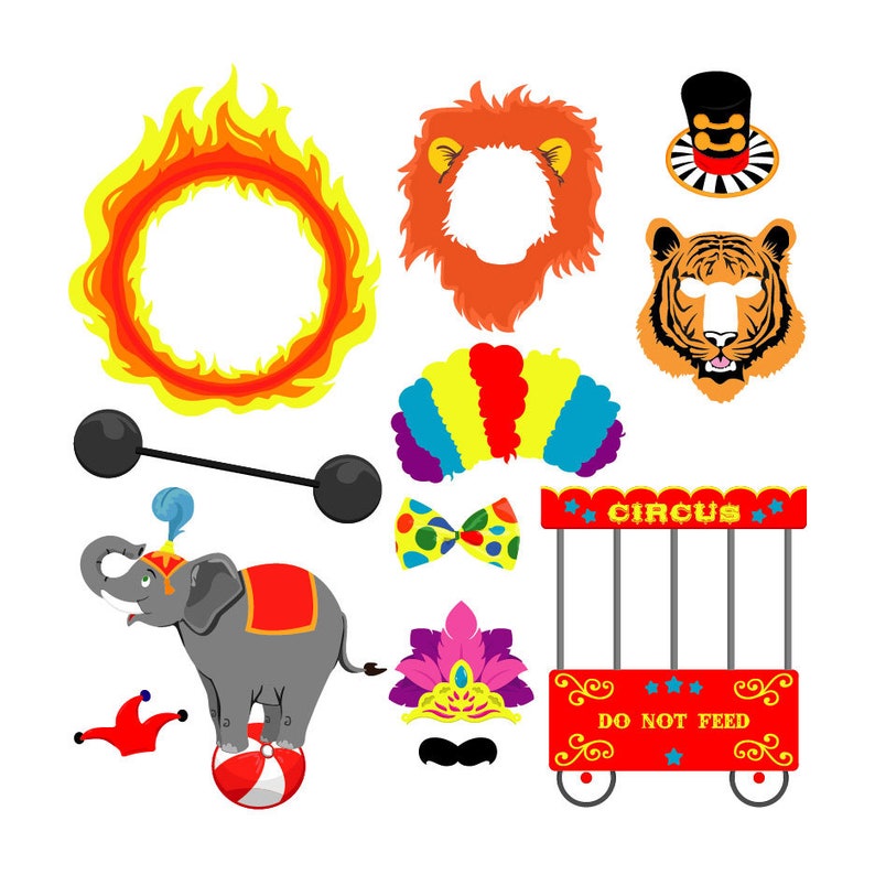 Circus Digital Photo Booth Party Props Instan Download - Etsy