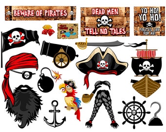 Pirates digital photo booth party props instant download personal use only