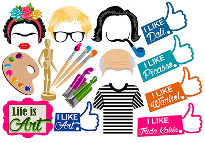 Artist Art Digital Photo Booth Props Instant Download Etsy